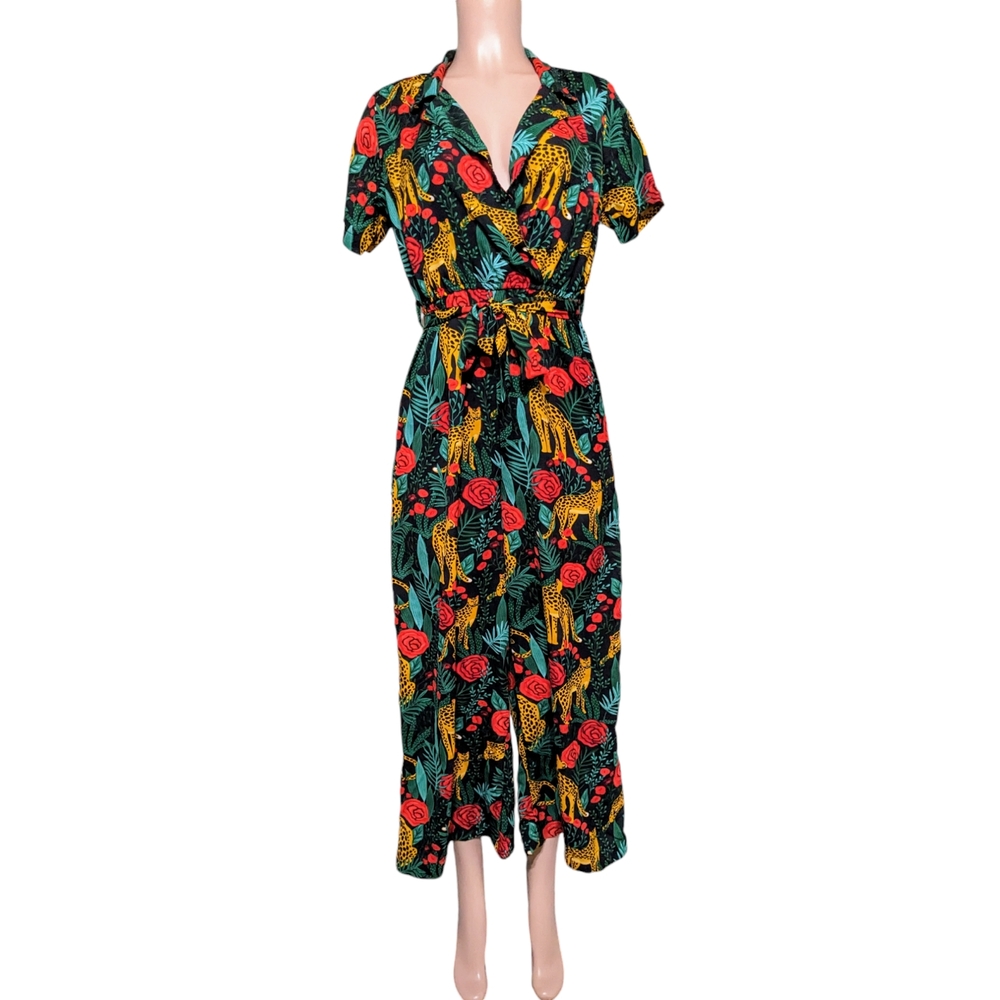 JAGUAR PARADISE BLACK ANIMAL PRINT JUMPSUIT